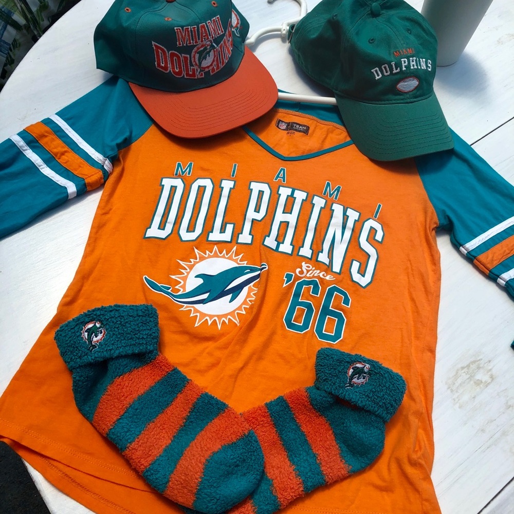 Miami Dolphins 3/4 sleeve t shirt- 5 pc bundle